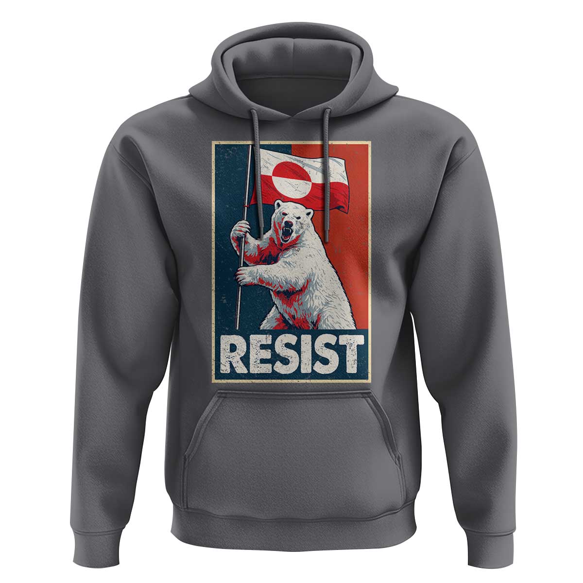 Resist Greenland Polar Bear Holding Flag Art Hoodie Resistance Political
