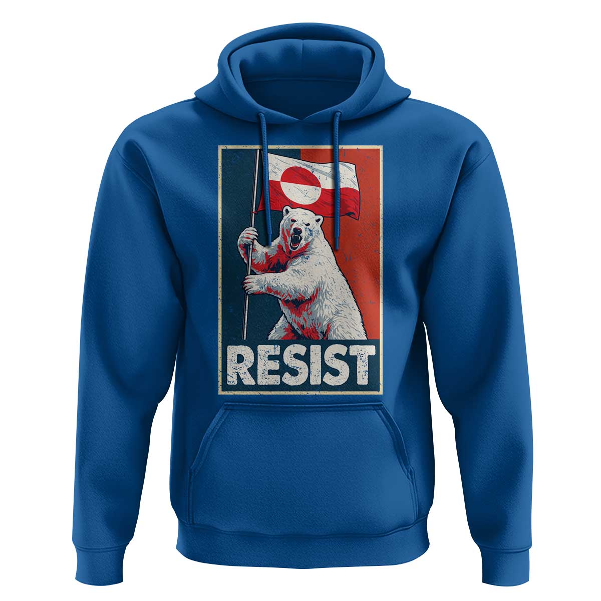 Resist Greenland Polar Bear Holding Flag Art Hoodie Resistance Political