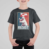 Resist Greenland Polar Bear Holding Flag Art T Shirt For Kid Resistance Political