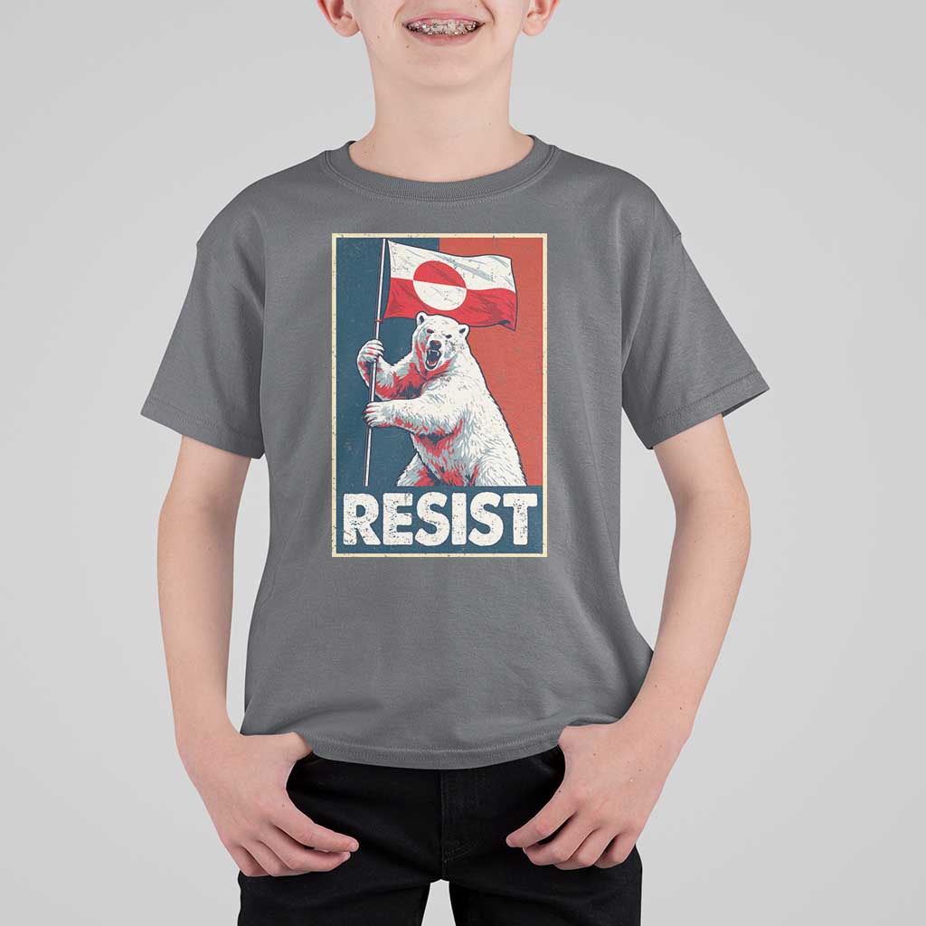 Resist Greenland Polar Bear Holding Flag Art T Shirt For Kid Resistance Political