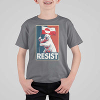 Resist Greenland Polar Bear Holding Flag Art T Shirt For Kid Resistance Political