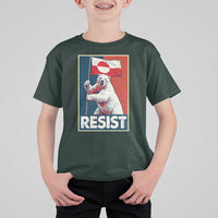 Resist Greenland Polar Bear Holding Flag Art T Shirt For Kid Resistance Political