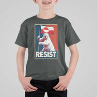 Resist Greenland Polar Bear Holding Flag Art T Shirt For Kid Resistance Political