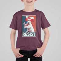 Resist Greenland Polar Bear Holding Flag Art T Shirt For Kid Resistance Political