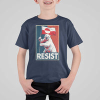 Resist Greenland Polar Bear Holding Flag Art T Shirt For Kid Resistance Political
