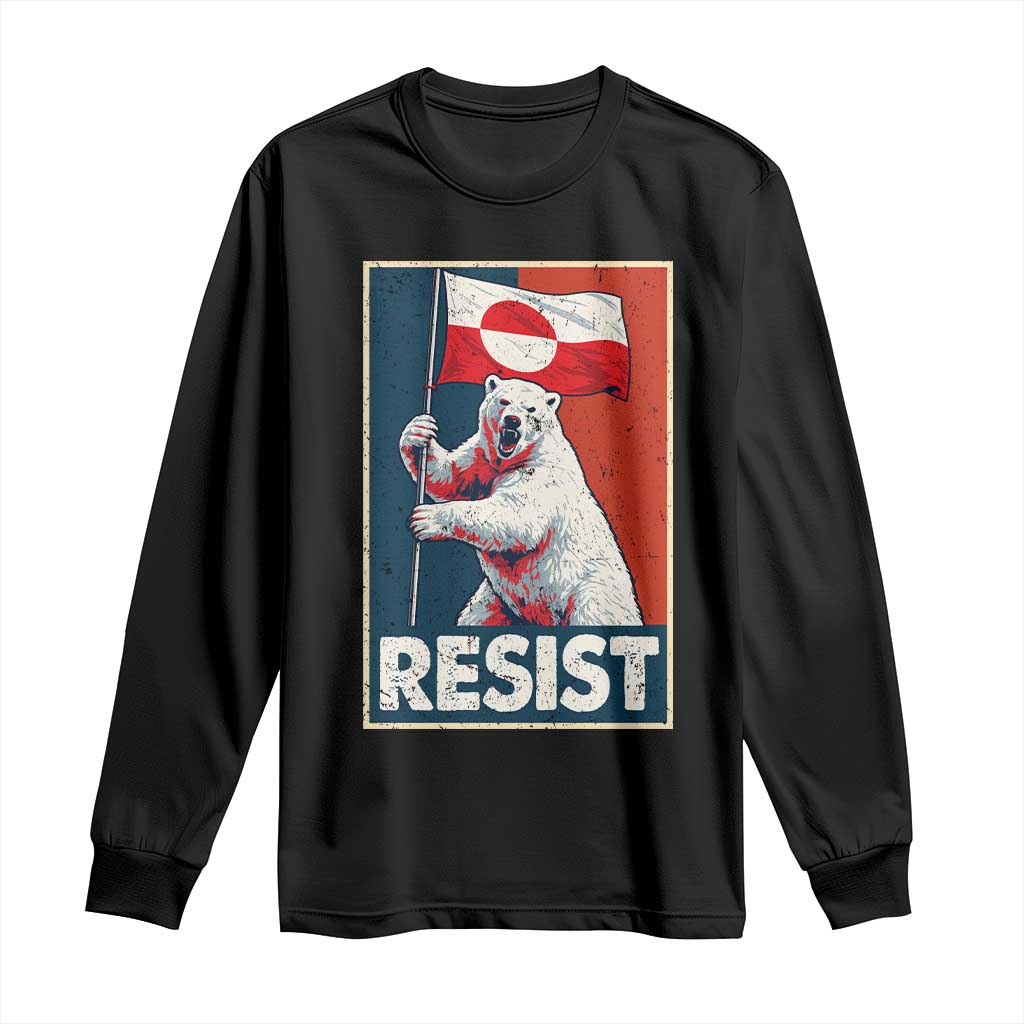 Resist Greenland Polar Bear Holding Flag Art Long Sleeve Shirt Resistance Political