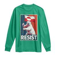 Resist Greenland Polar Bear Holding Flag Art Long Sleeve Shirt Resistance Political
