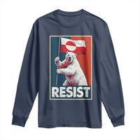 Resist Greenland Polar Bear Holding Flag Art Long Sleeve Shirt Resistance Political