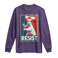 Resist Greenland Polar Bear Holding Flag Art Long Sleeve Shirt Resistance Political