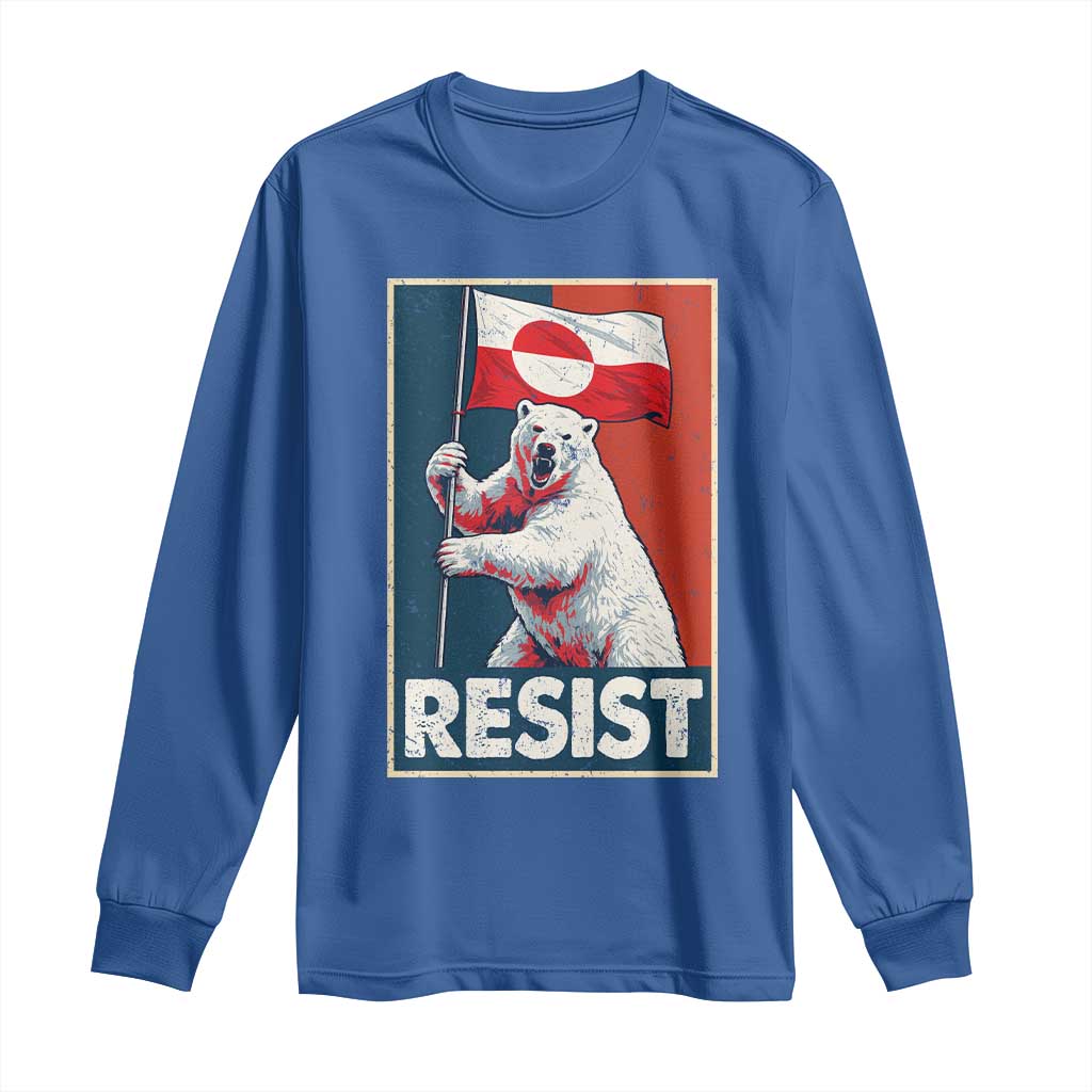 Resist Greenland Polar Bear Holding Flag Art Long Sleeve Shirt Resistance Political