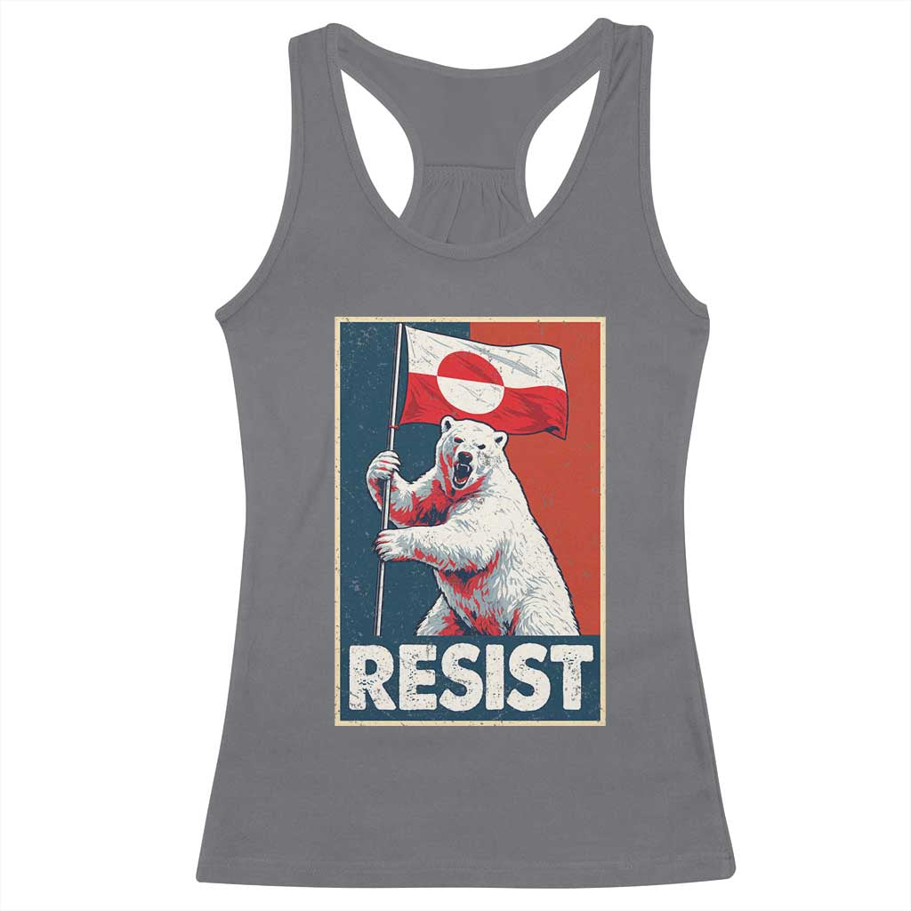 Resist Greenland Polar Bear Holding Flag Art Racerback Tank Top Resistance Political