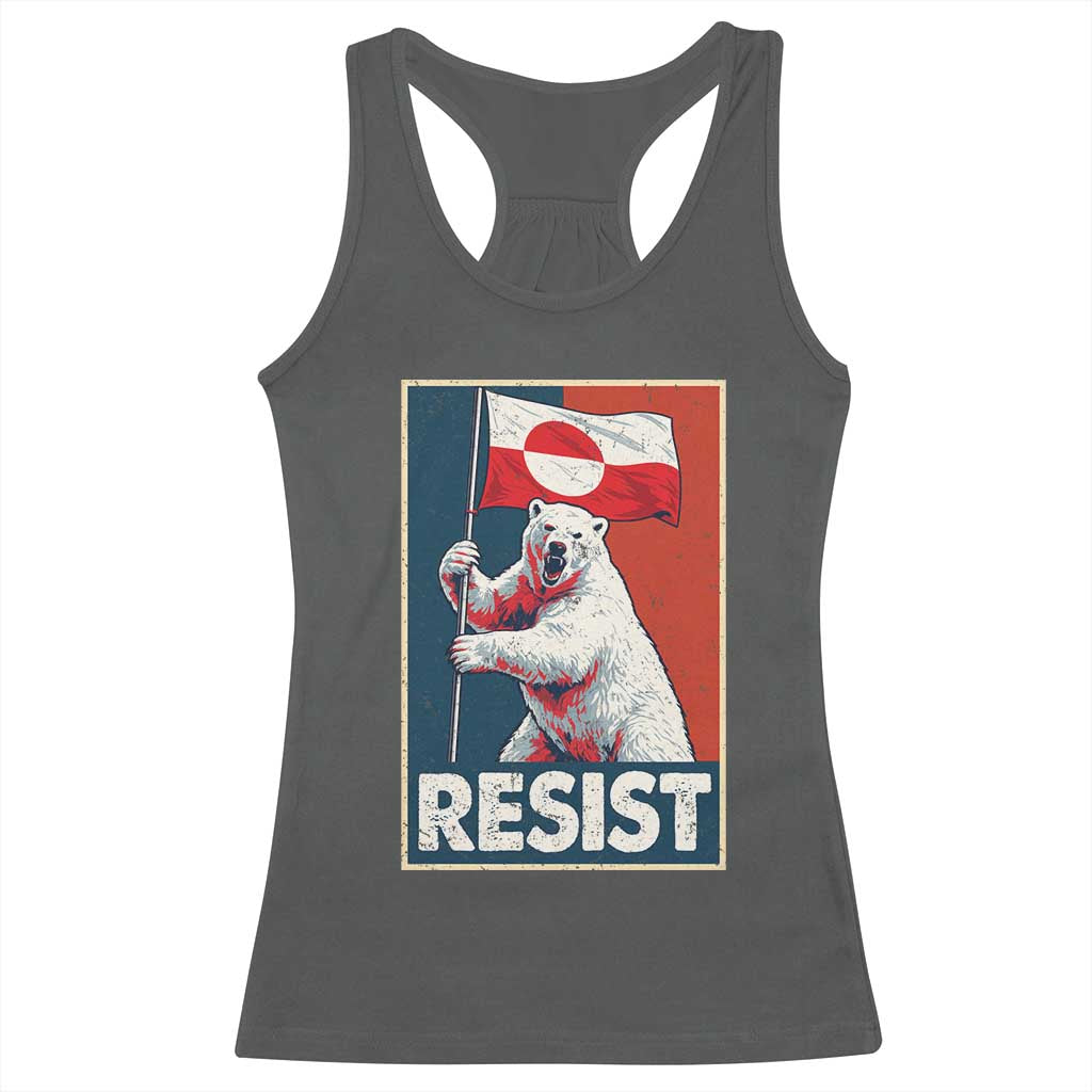 Resist Greenland Polar Bear Holding Flag Art Racerback Tank Top Resistance Political