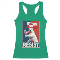 Resist Greenland Polar Bear Holding Flag Art Racerback Tank Top Resistance Political