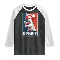 Resist Greenland Polar Bear Holding Flag Art Raglan Shirt Resistance Political