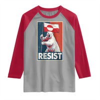 Resist Greenland Polar Bear Holding Flag Art Raglan Shirt Resistance Political