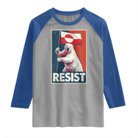 Resist Greenland Polar Bear Holding Flag Art Raglan Shirt Resistance Political