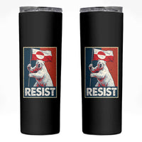 Resist Greenland Polar Bear Holding Flag Art Skinny Tumbler Resistance Political