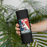 Resist Greenland Polar Bear Holding Flag Art Skinny Tumbler Resistance Political