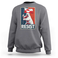 Resist Greenland Polar Bear Holding Flag Art Sweatshirt Resistance Political