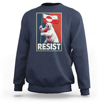 Resist Greenland Polar Bear Holding Flag Art Sweatshirt Resistance Political