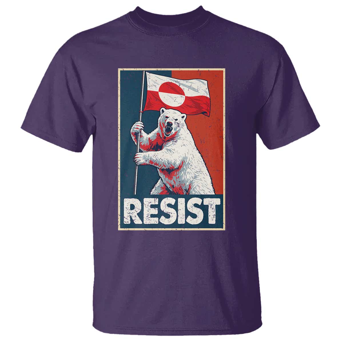 Resist Greenland Polar Bear Holding Flag Art T Shirt Resistance Political