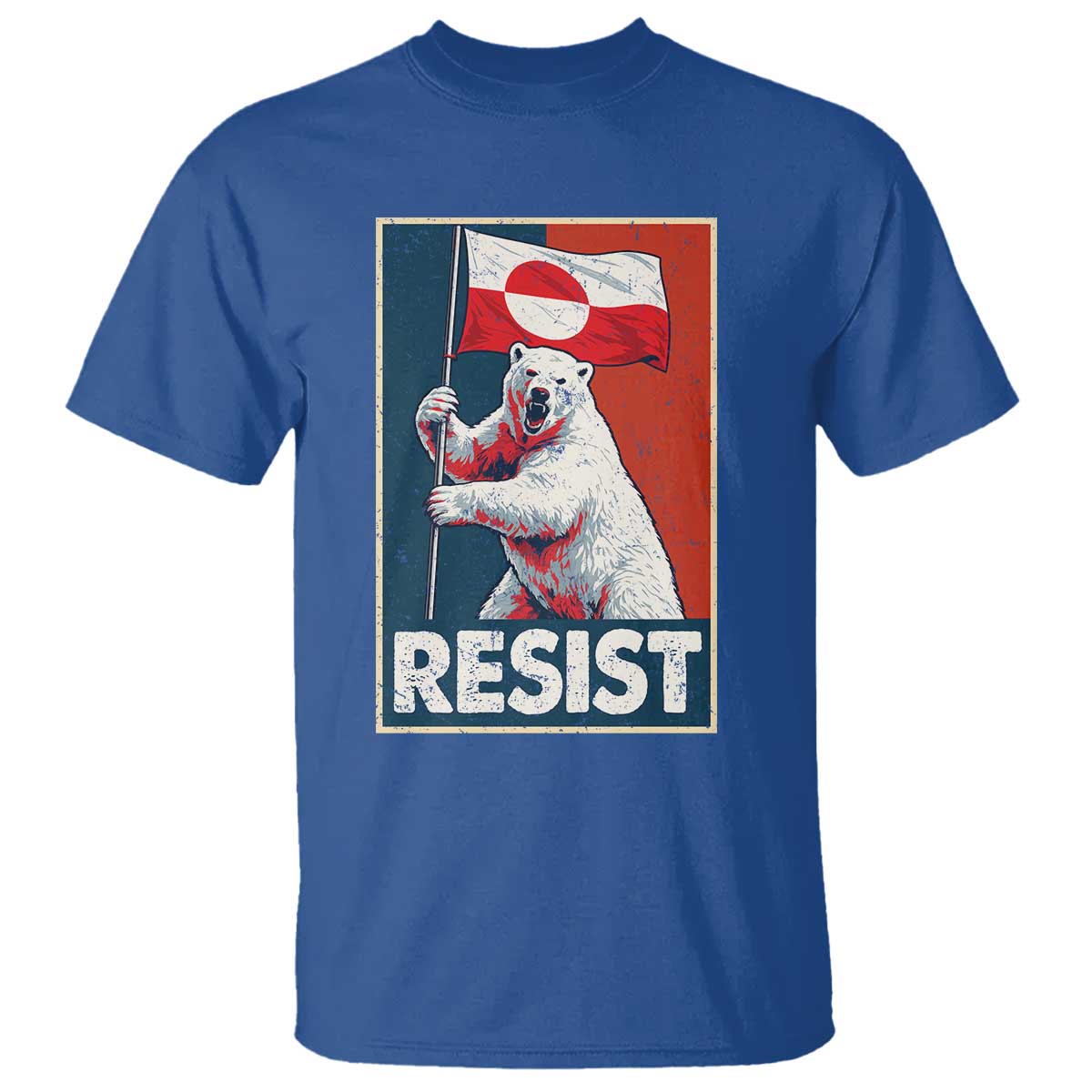 Resist Greenland Polar Bear Holding Flag Art T Shirt Resistance Political