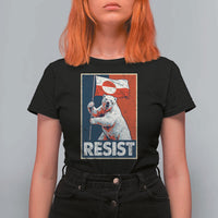 Resist Greenland Polar Bear Holding Flag Art T Shirt For Women Resistance Political