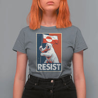 Resist Greenland Polar Bear Holding Flag Art T Shirt For Women Resistance Political