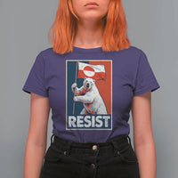 Resist Greenland Polar Bear Holding Flag Art T Shirt For Women Resistance Political