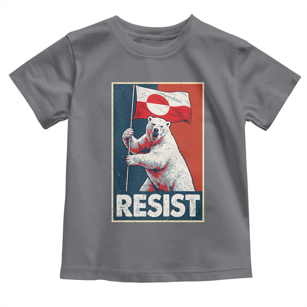 Resist Greenland Polar Bear Holding Flag Art Toddler T Shirt Resistance Political