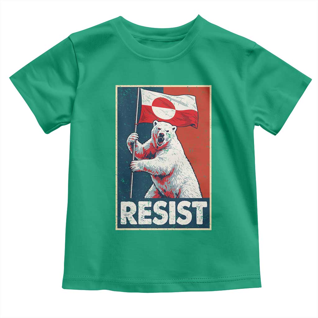 Resist Greenland Polar Bear Holding Flag Art Toddler T Shirt Resistance Political