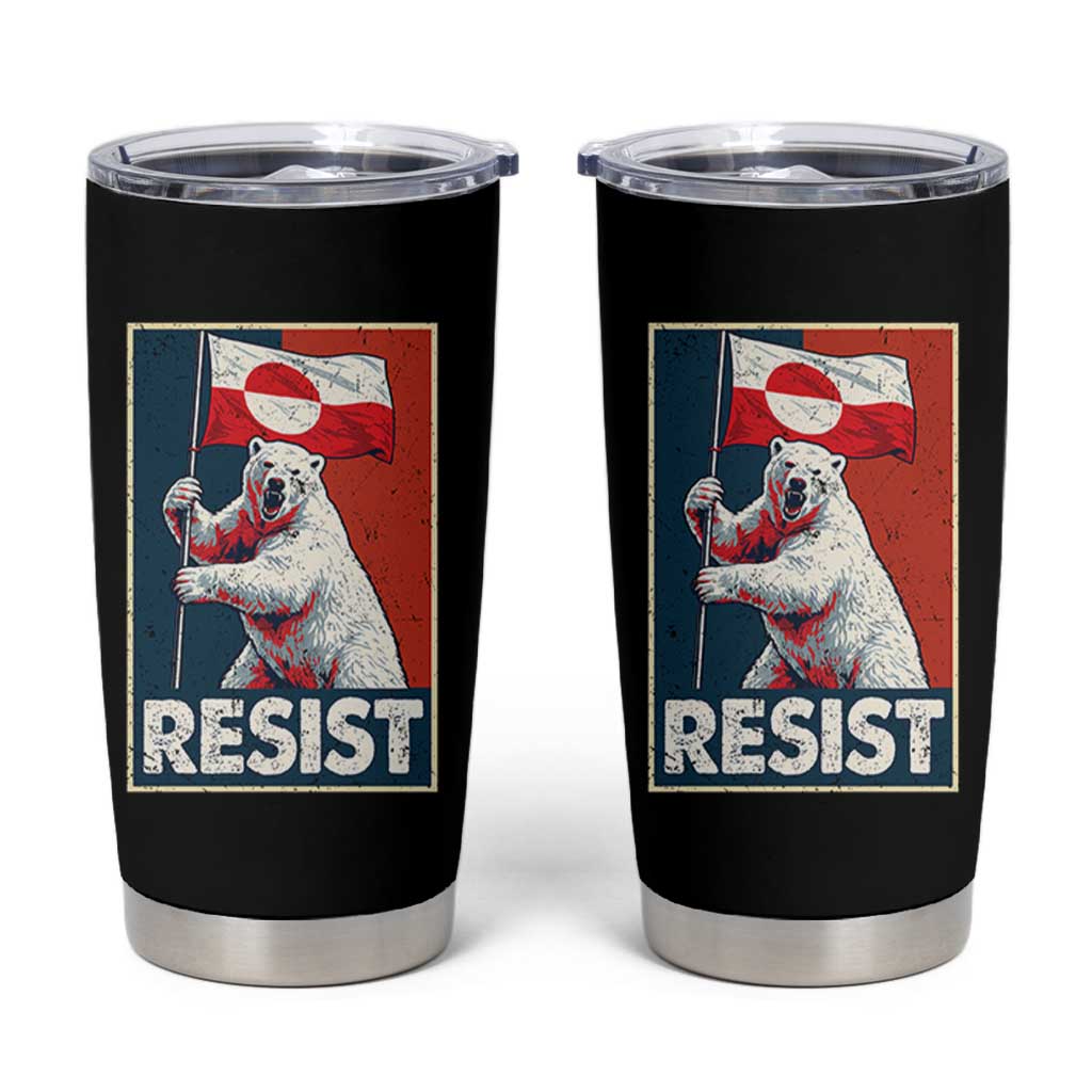 Resist Greenland Polar Bear Holding Flag Art Tumbler Cup Resistance Political