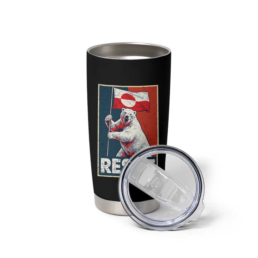 Resist Greenland Polar Bear Holding Flag Art Tumbler Cup Resistance Political
