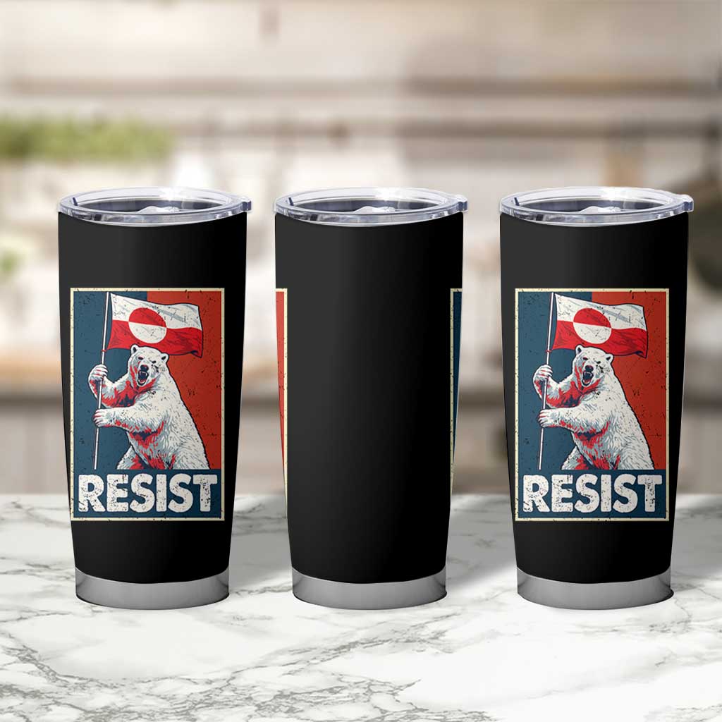 Resist Greenland Polar Bear Holding Flag Art Tumbler Cup Resistance Political