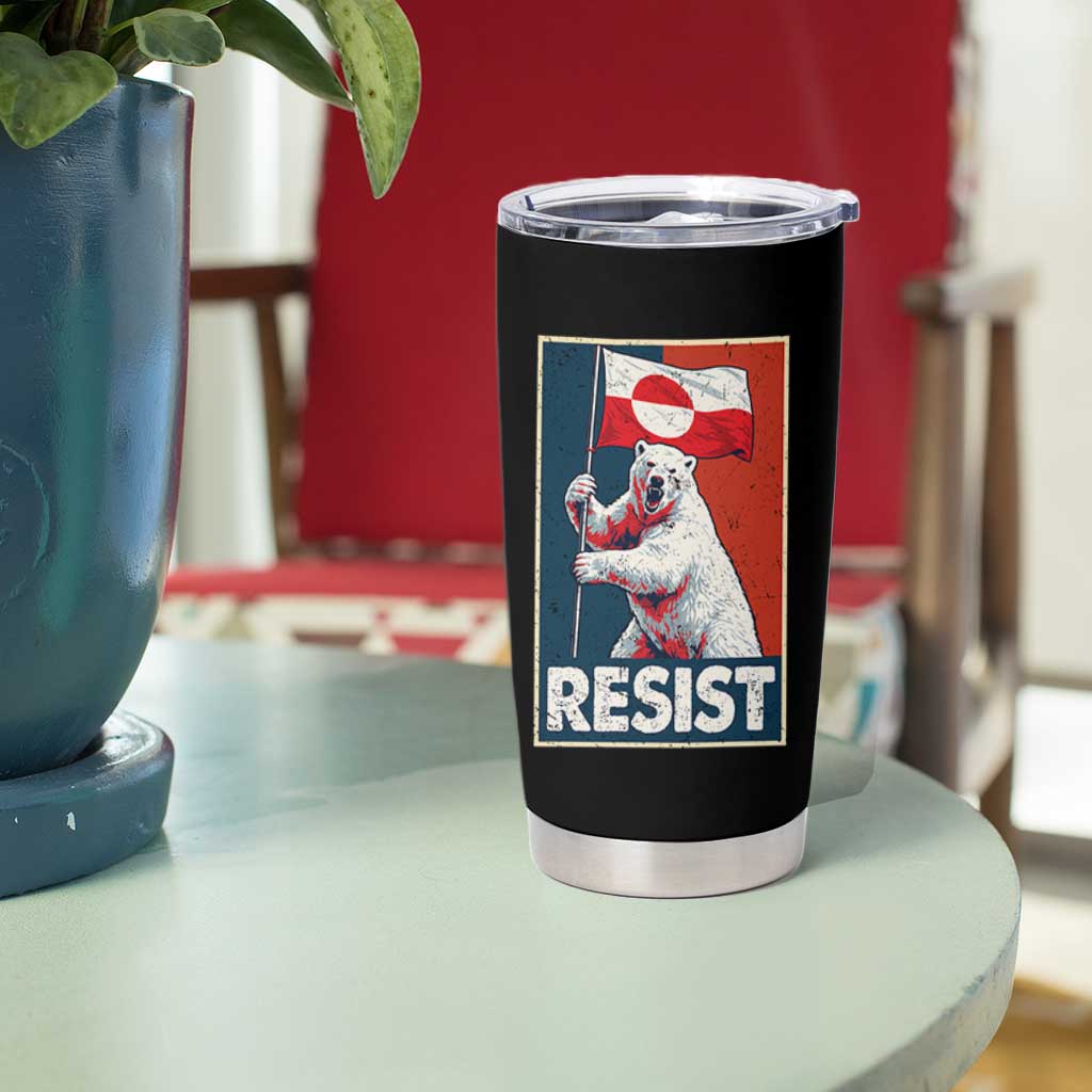 Resist Greenland Polar Bear Holding Flag Art Tumbler Cup Resistance Political