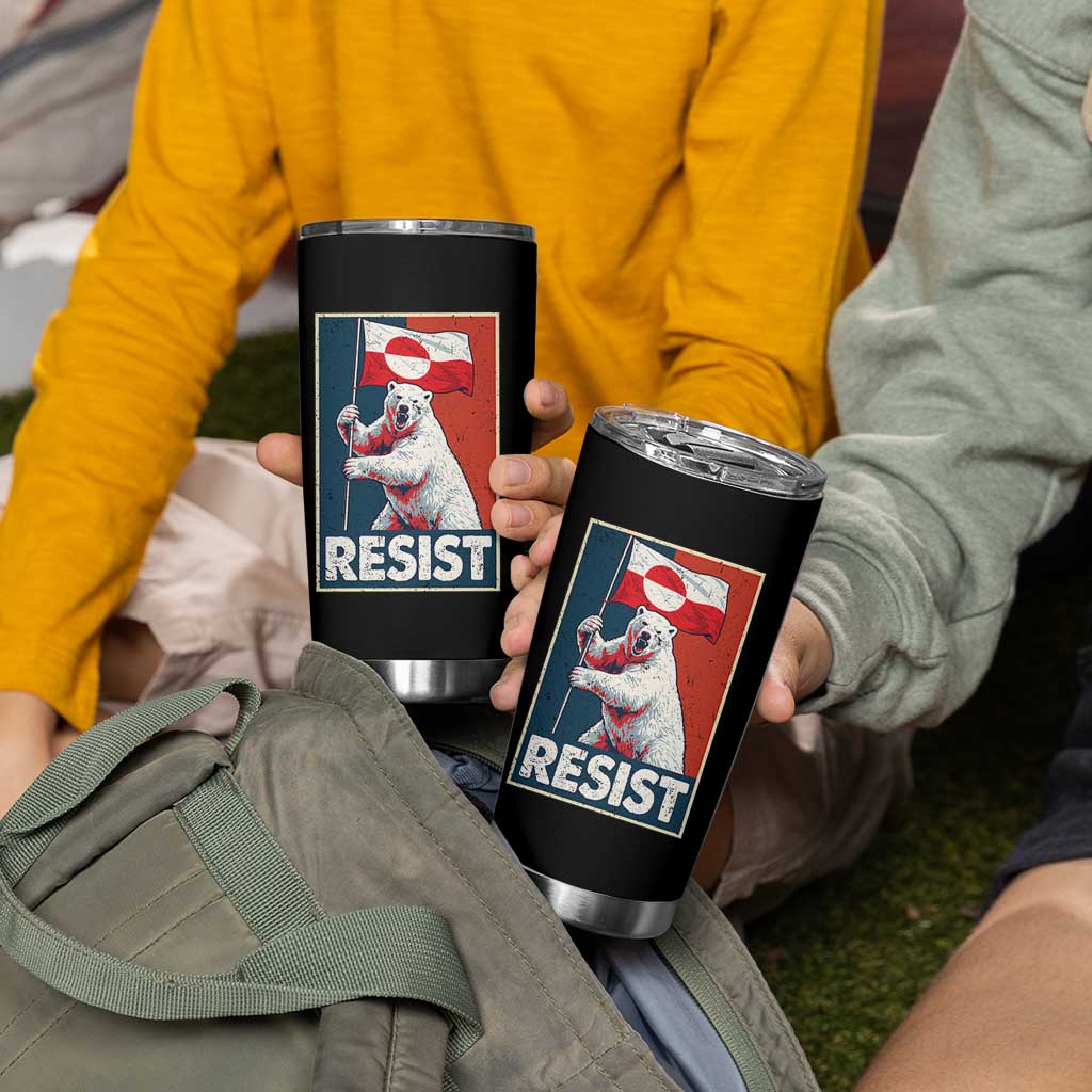 Resist Greenland Polar Bear Holding Flag Art Tumbler Cup Resistance Political