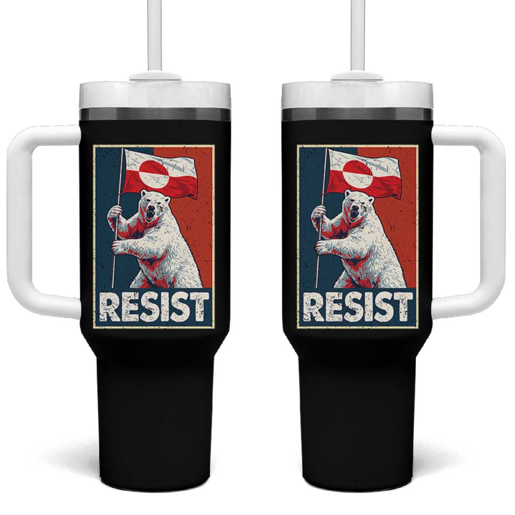 Resist Greenland Polar Bear Holding Flag Art Tumbler With Handle Resistance Political