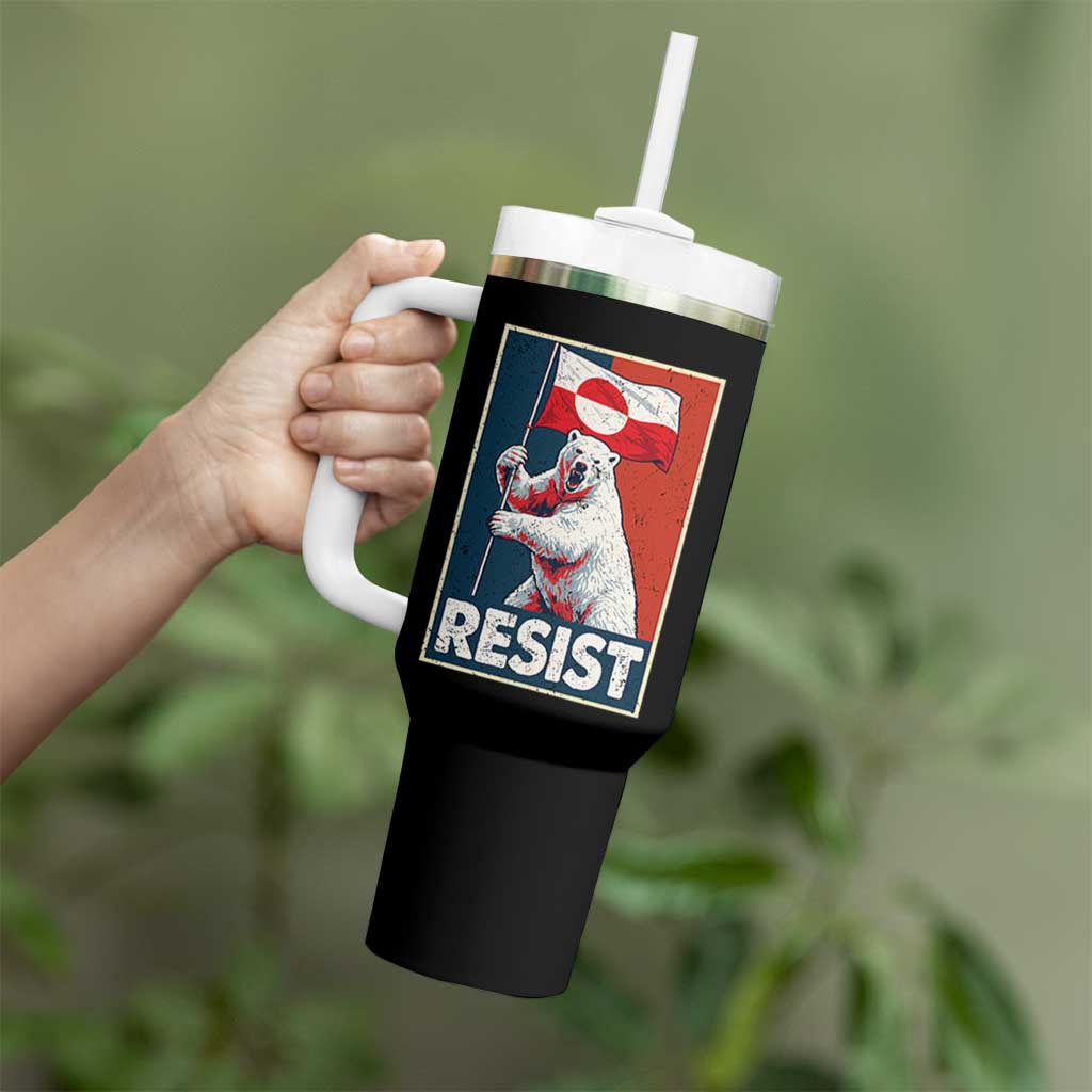 Resist Greenland Polar Bear Holding Flag Art Tumbler With Handle Resistance Political