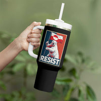Resist Greenland Polar Bear Holding Flag Art Tumbler With Handle Resistance Political