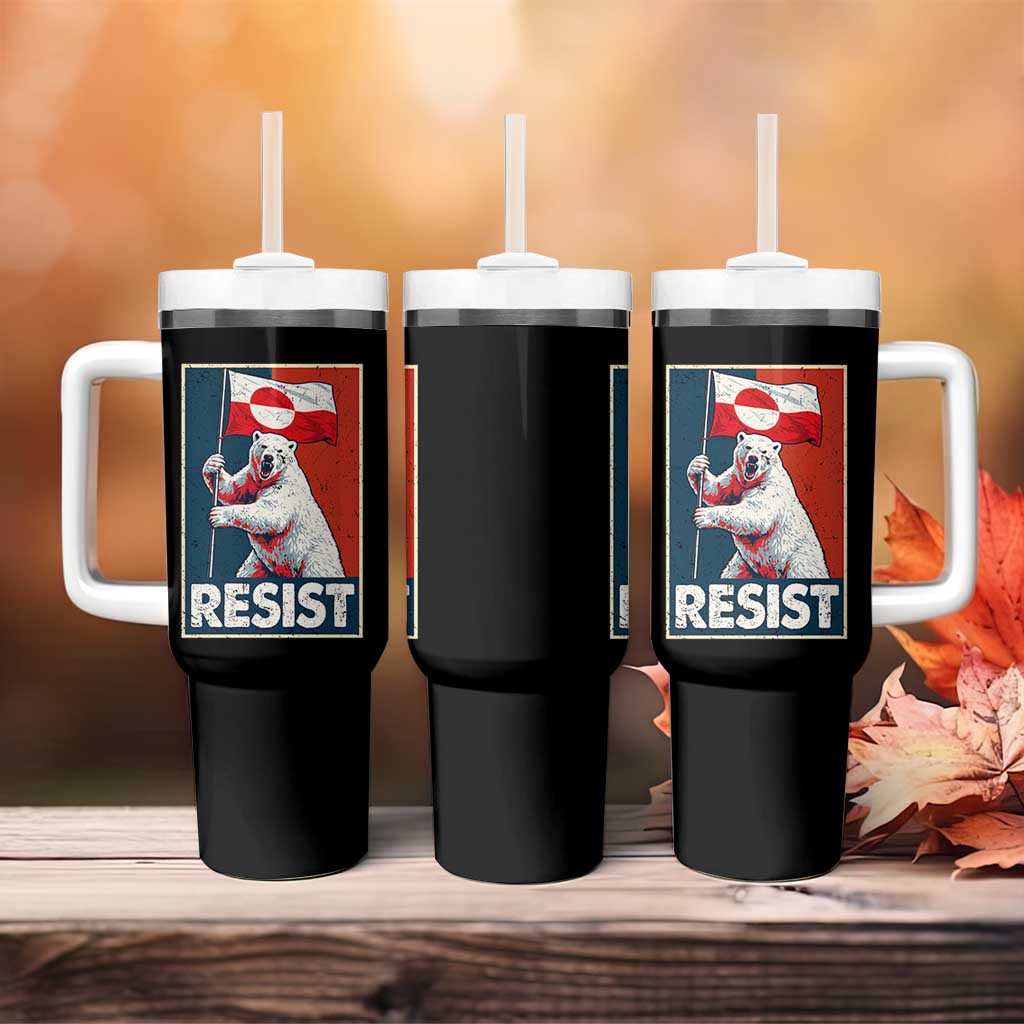 Resist Greenland Polar Bear Holding Flag Art Tumbler With Handle Resistance Political