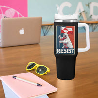 Resist Greenland Polar Bear Holding Flag Art Tumbler With Handle Resistance Political