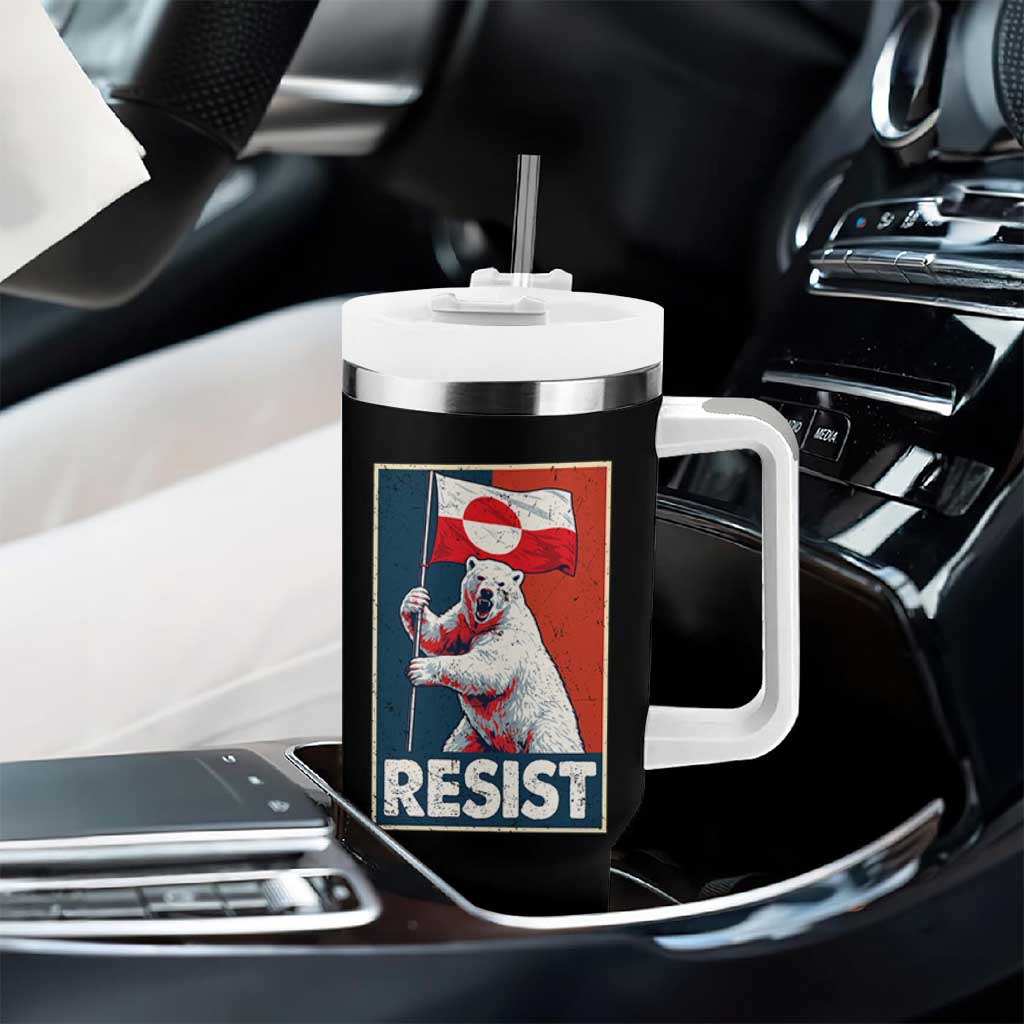 Resist Greenland Polar Bear Holding Flag Art Tumbler With Handle Resistance Political