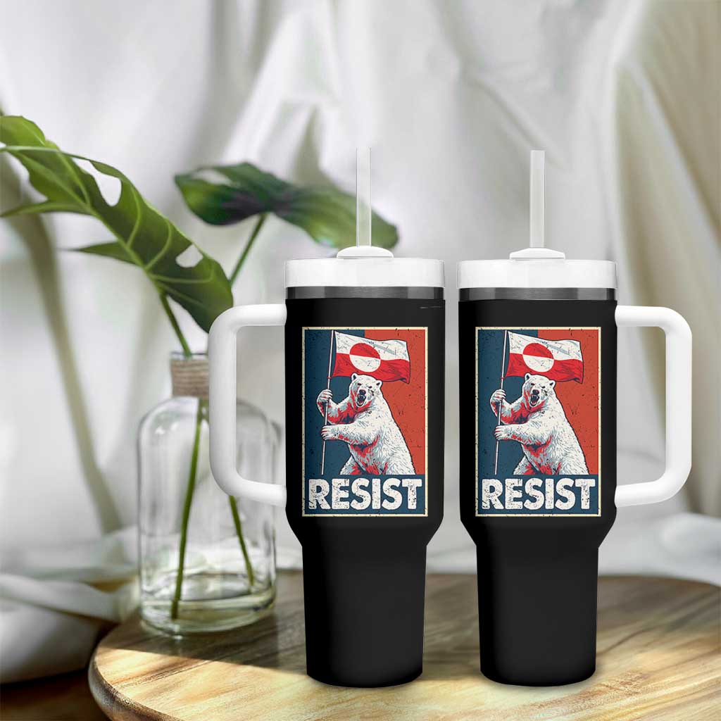 Resist Greenland Polar Bear Holding Flag Art Tumbler With Handle Resistance Political