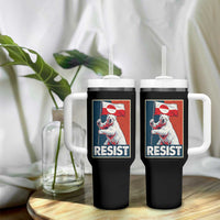 Resist Greenland Polar Bear Holding Flag Art Tumbler With Handle Resistance Political