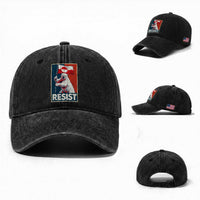 Resist Greenland Polar Bear Holding Flag Art Washed Cotton Baseball Cap Resistance Political