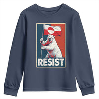 Resist Greenland Polar Bear Holding Flag Art Youth Sweatshirt Resistance Political