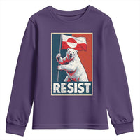 Resist Greenland Polar Bear Holding Flag Art Youth Sweatshirt Resistance Political
