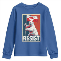 Resist Greenland Polar Bear Holding Flag Art Youth Sweatshirt Resistance Political