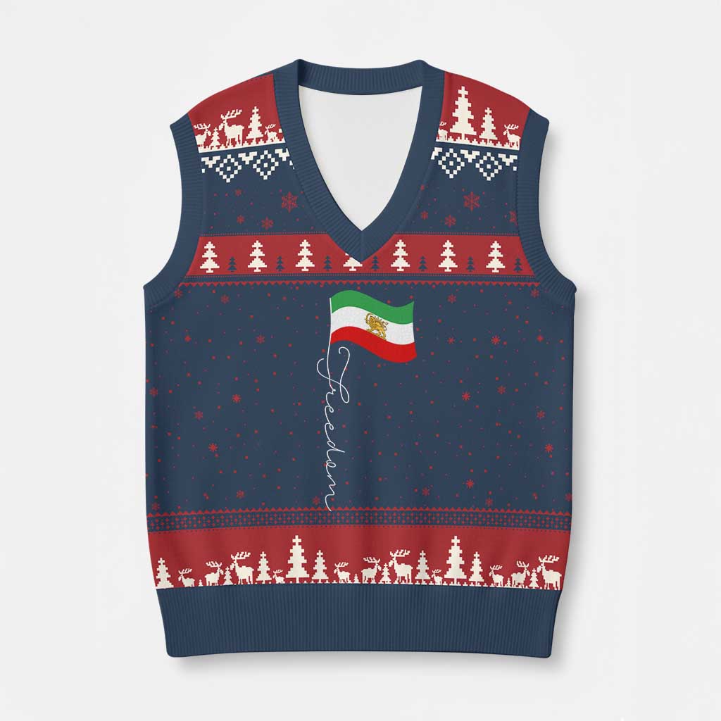 Persian Freedom V-Neck Knit Sweater Vest Free Iran Proud Persian Iranian