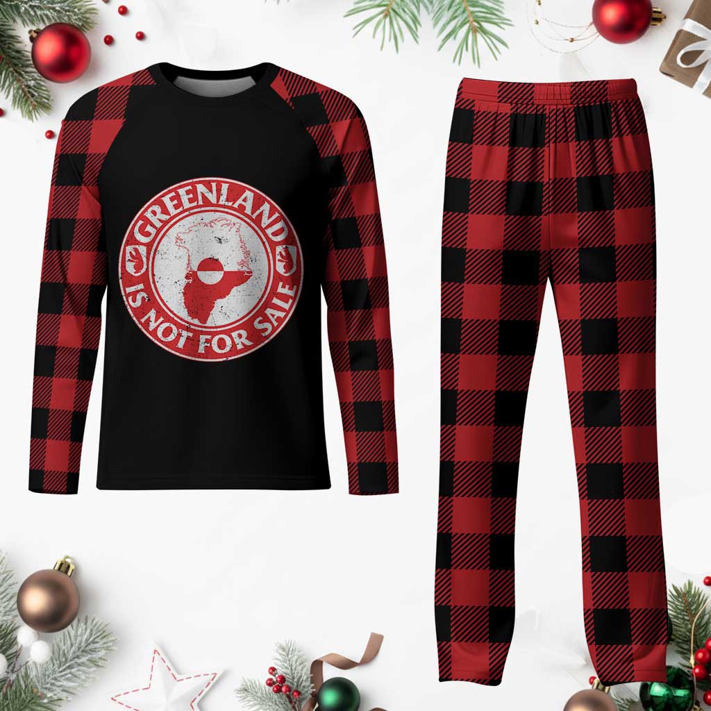 Greenland Is Not For Sale Plaid Pajama Set Political Statement Arms of Greenland